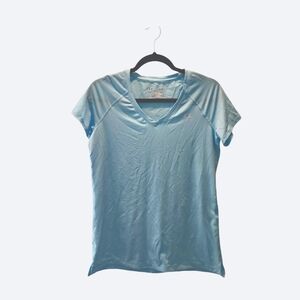 Under Armour Women T Shirt Loose Fit Short Sleeve Heatgear BlueTeal Sz Medium